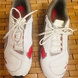 Puma Men Running Eco-Ortholite Golf Sport lifestyle White/Red Athletic Shoes 9.5